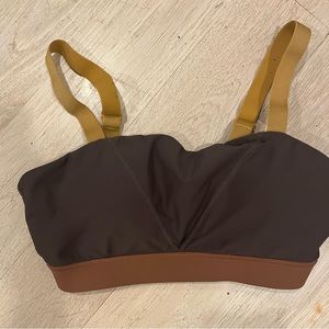 Brown and mustard sports bra